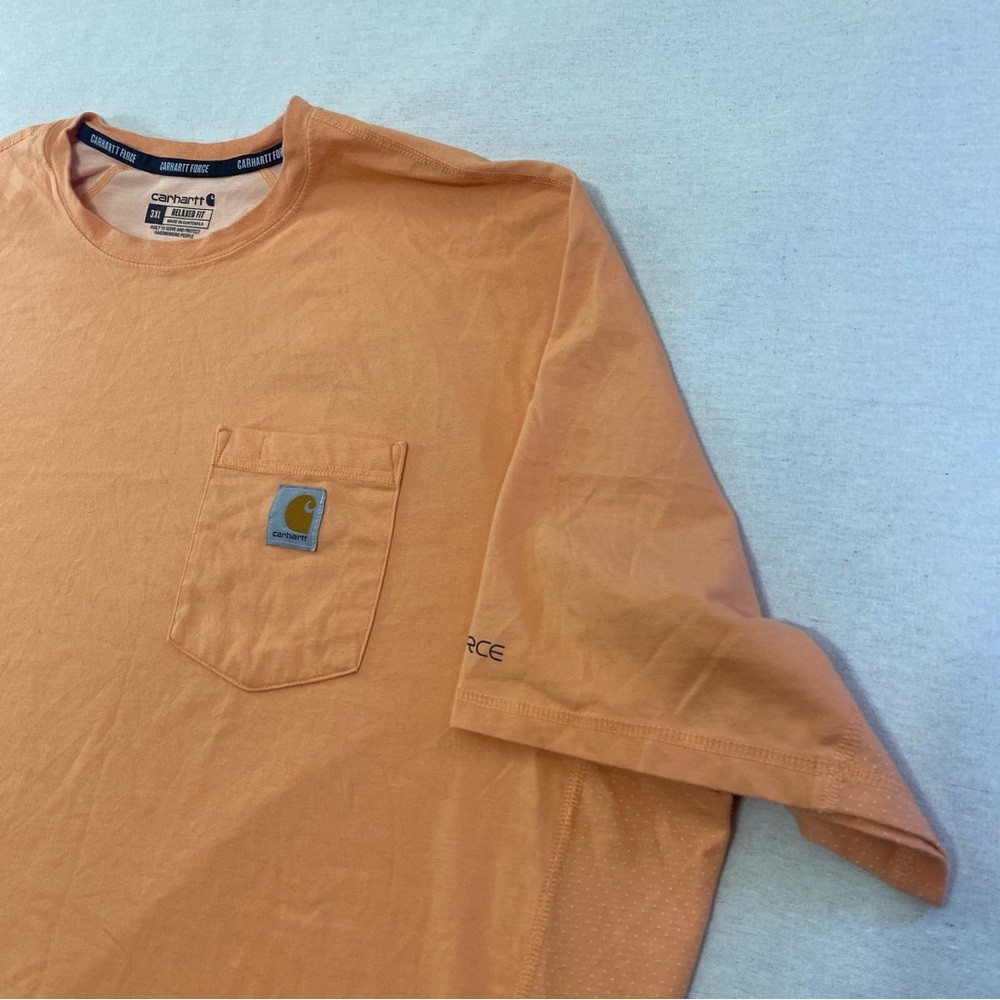 Carhartt Force T Shirt 3XL Men Orange Short Sleeve Relaxed Fit Pocket 104616-DYO - Picture 2 of 10